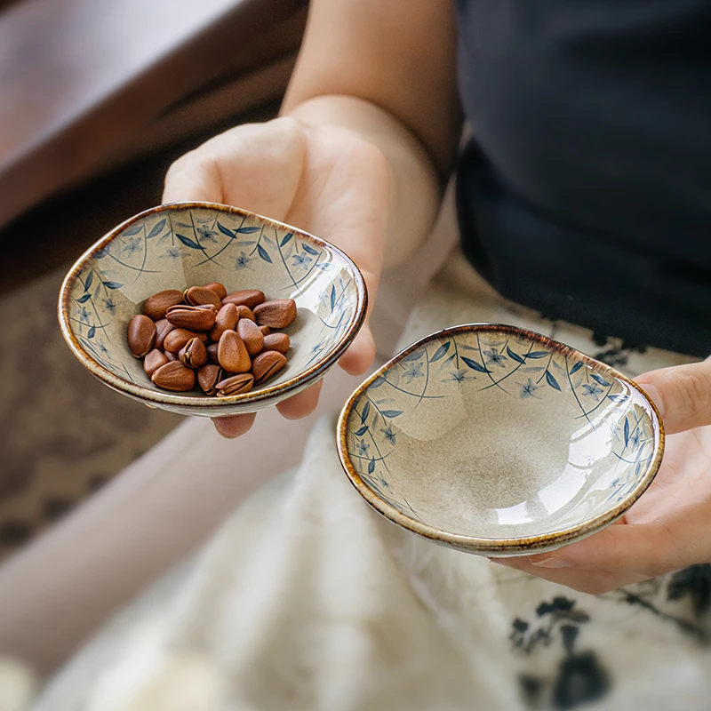 小悠家 复古桔梗花精致味碟陶瓷火锅酱料碟家用调味小料碟醋碟