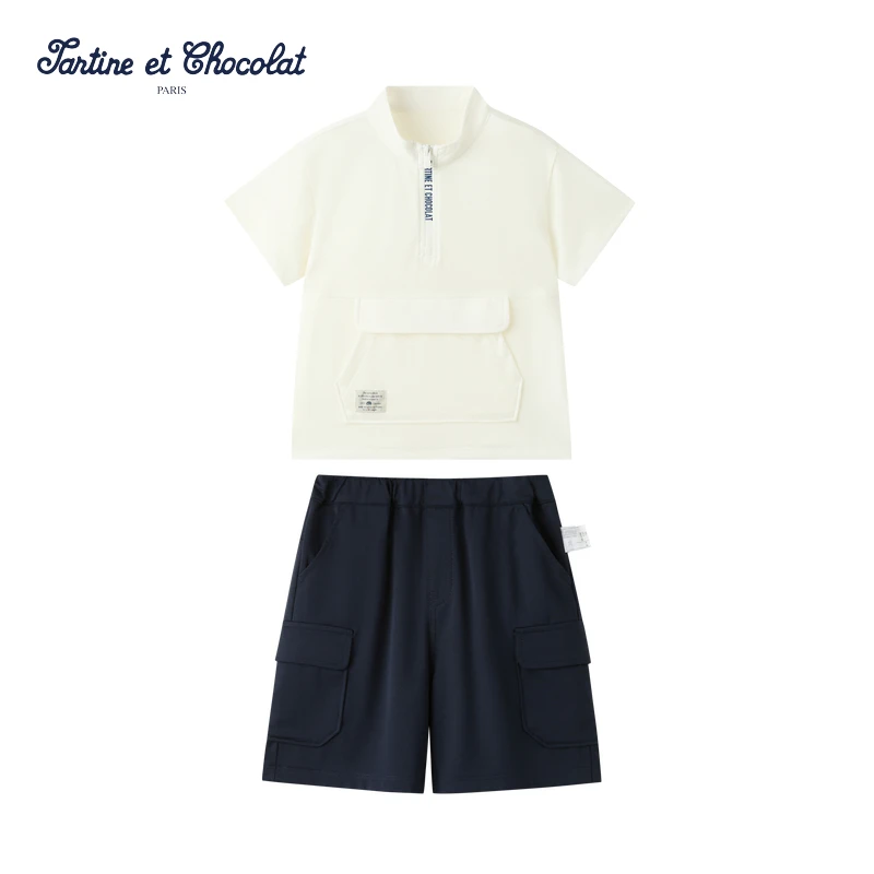 TC法国巧克力童装25夏季新款男童短袖短裤套装