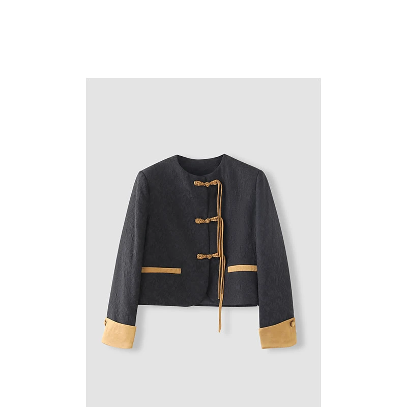 【LAOYUGAODING】高品质-TXZM045X复古流苏盘扣撞色外套上衣多色