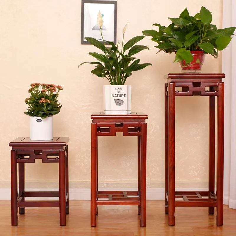 实木仿古花架落地式榆木中式客厅绿萝架方形花客厅大气花架子