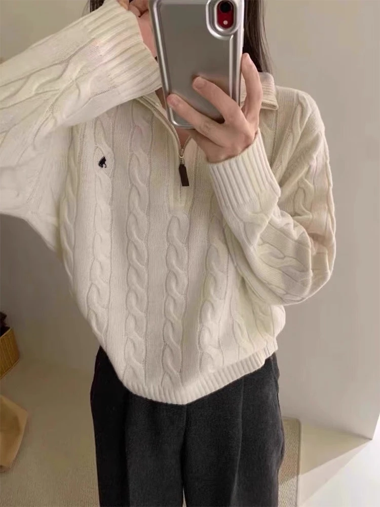 新款纯色立领秋冬半拉链高级设计感复古宽松版基础款简约上衣