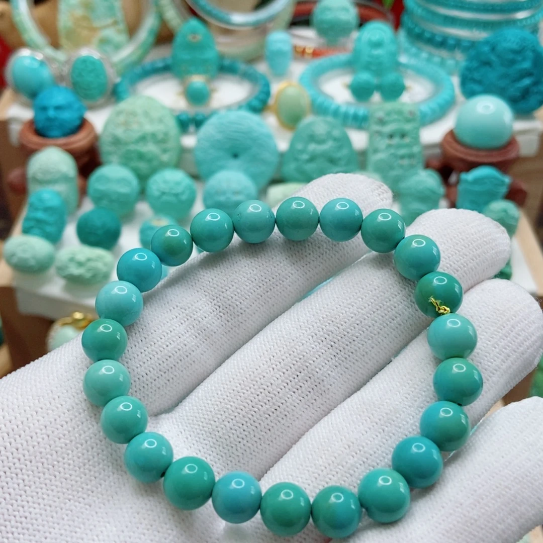 绿松石未镶嵌圆珠手串8mm