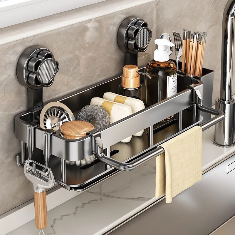 吸盘抹布架家用多功能置物架壁挂免打孔沥水架篮家液化气盖板调料