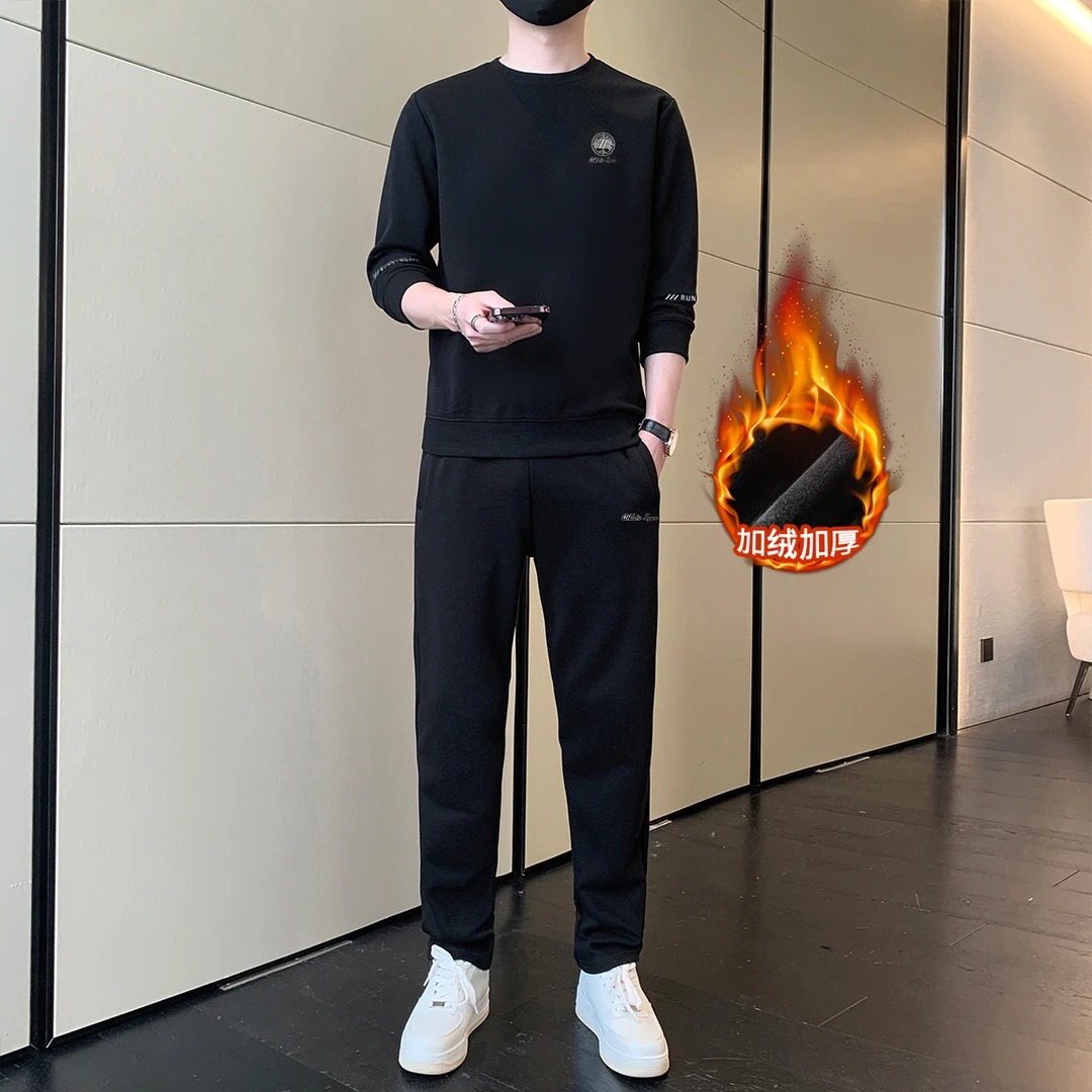 春秋季男装长袖套装时尚休闲百搭男士卫衣潮流圆领修身帅气