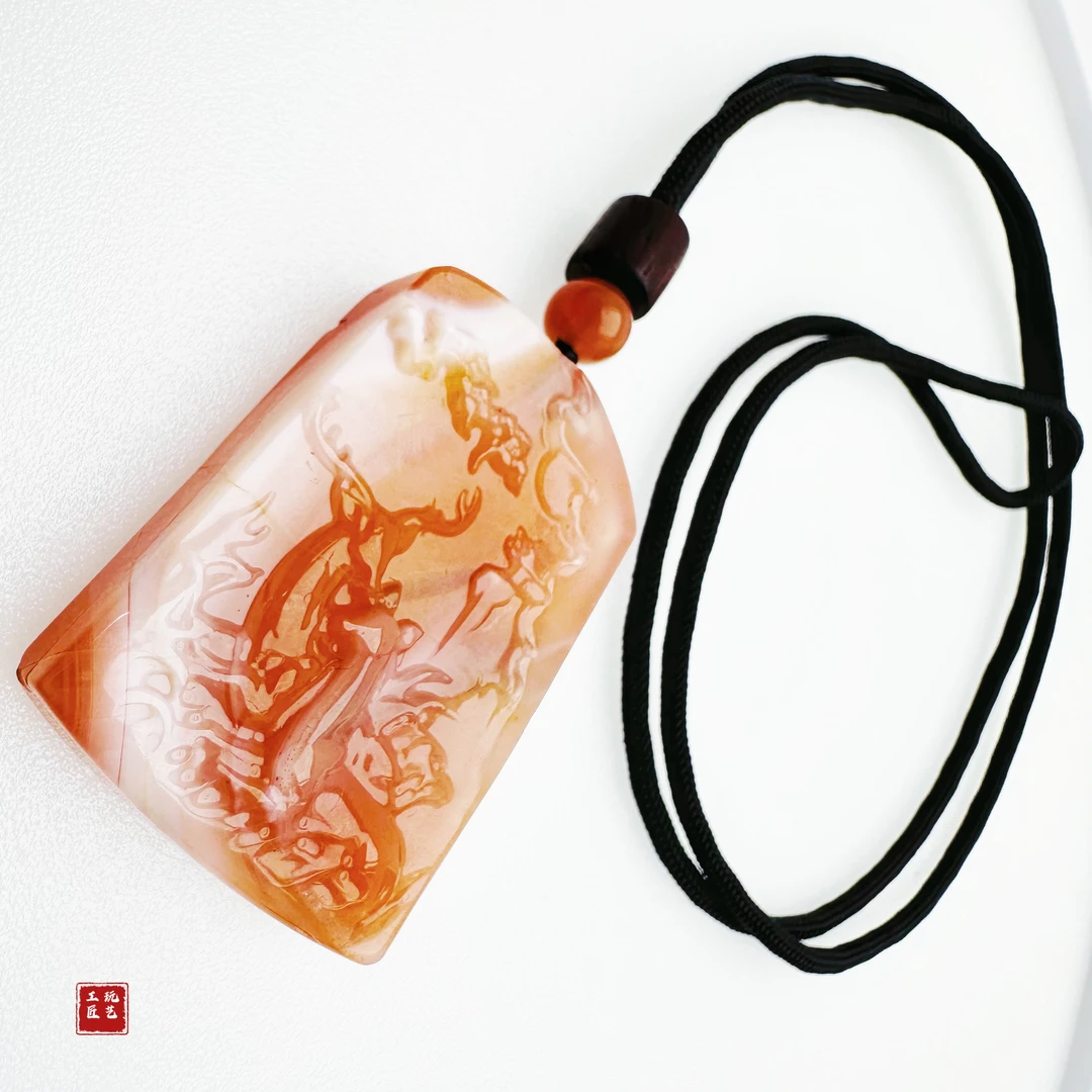 玩艺工匠天然南红红白吊坠重量约25g多样性发一件