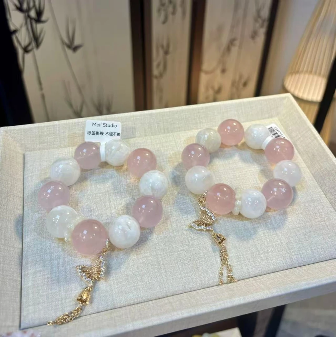 HZ 4615 18mm雪花幽灵+粉水 水晶手串多样性发其一