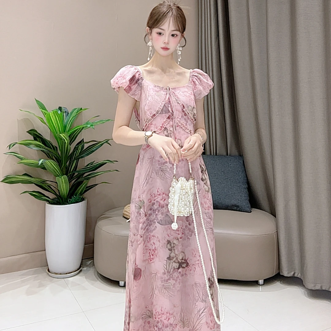 【特价】【繁华若梦】孕妇装连衣裙碎花气质长裙夏季新款显瘦遮肚裙子