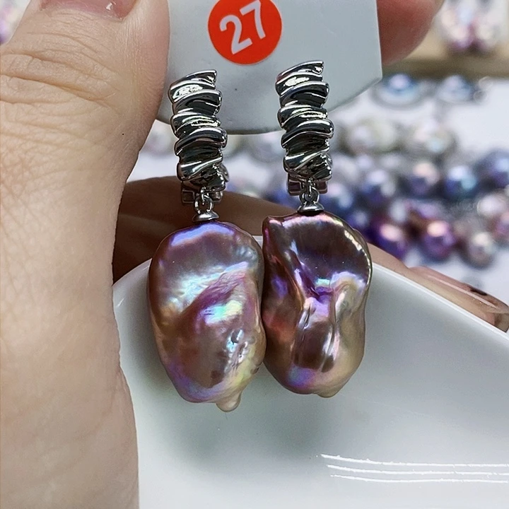 银S925镶嵌耳饰淡水珍珠