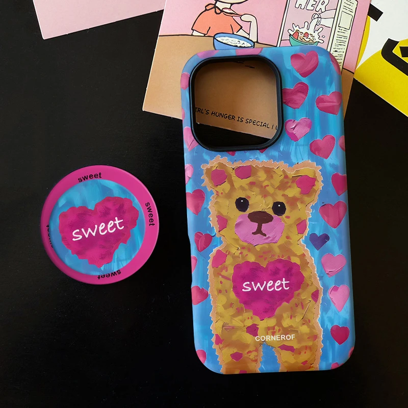 甜心小熊菲林二合一适用苹果17/16promax手机壳15/14保护套13