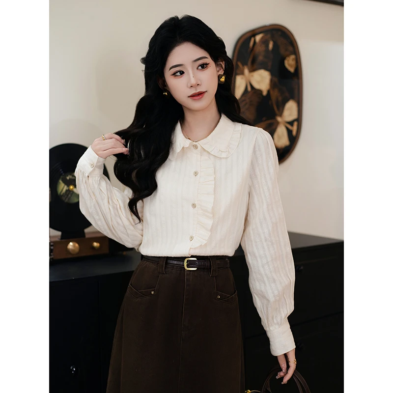 DaYuanSAD张嘉圆  25秋冬气质长袖衬衣百搭显瘦复古港风衬衫#7312