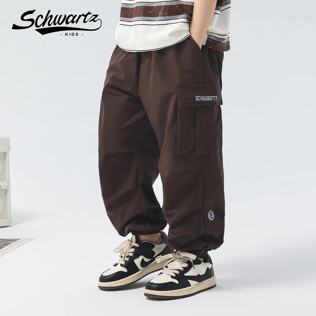 Schwartz斯瓦茨2025夏季新款男童宽松多口袋束脚工装裤休-2672