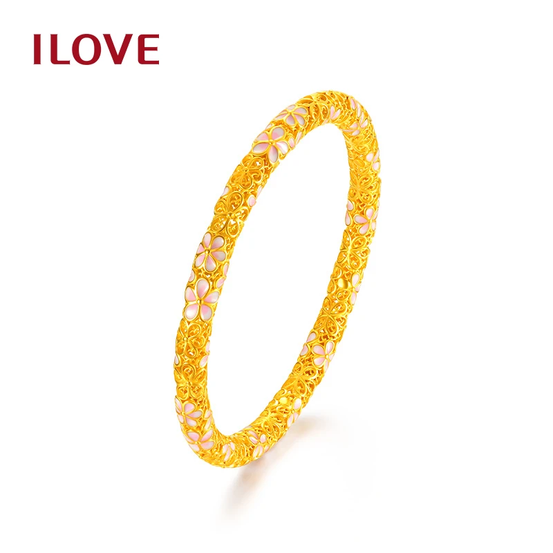 【I LOVE】粉樱典雅银镀金色手镯#50047