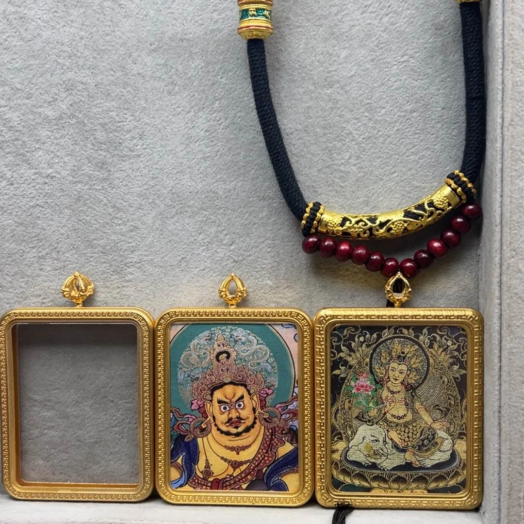 ˣ***ᐝ吊坠铜双面普贤黄老爷绳子11