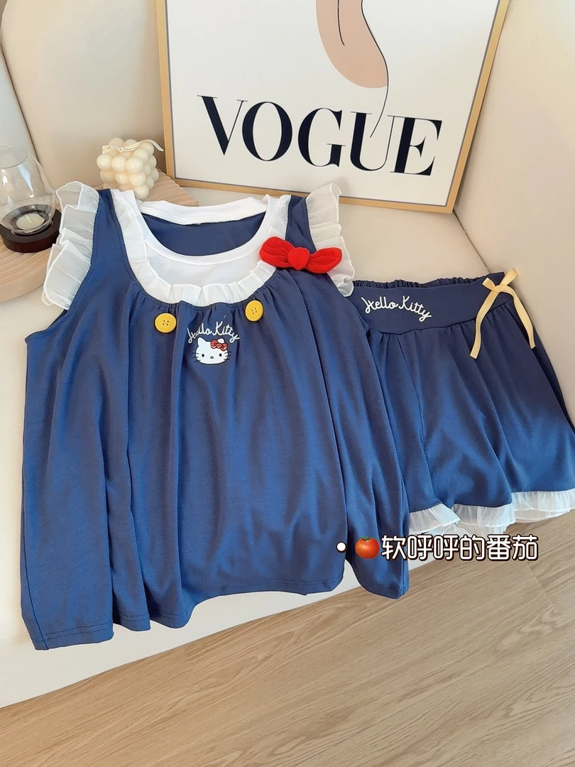 芭蕾小凯蒂｜日系可爱少女Kitty蝴蝶结无袖背心睡衣女夏季款家居