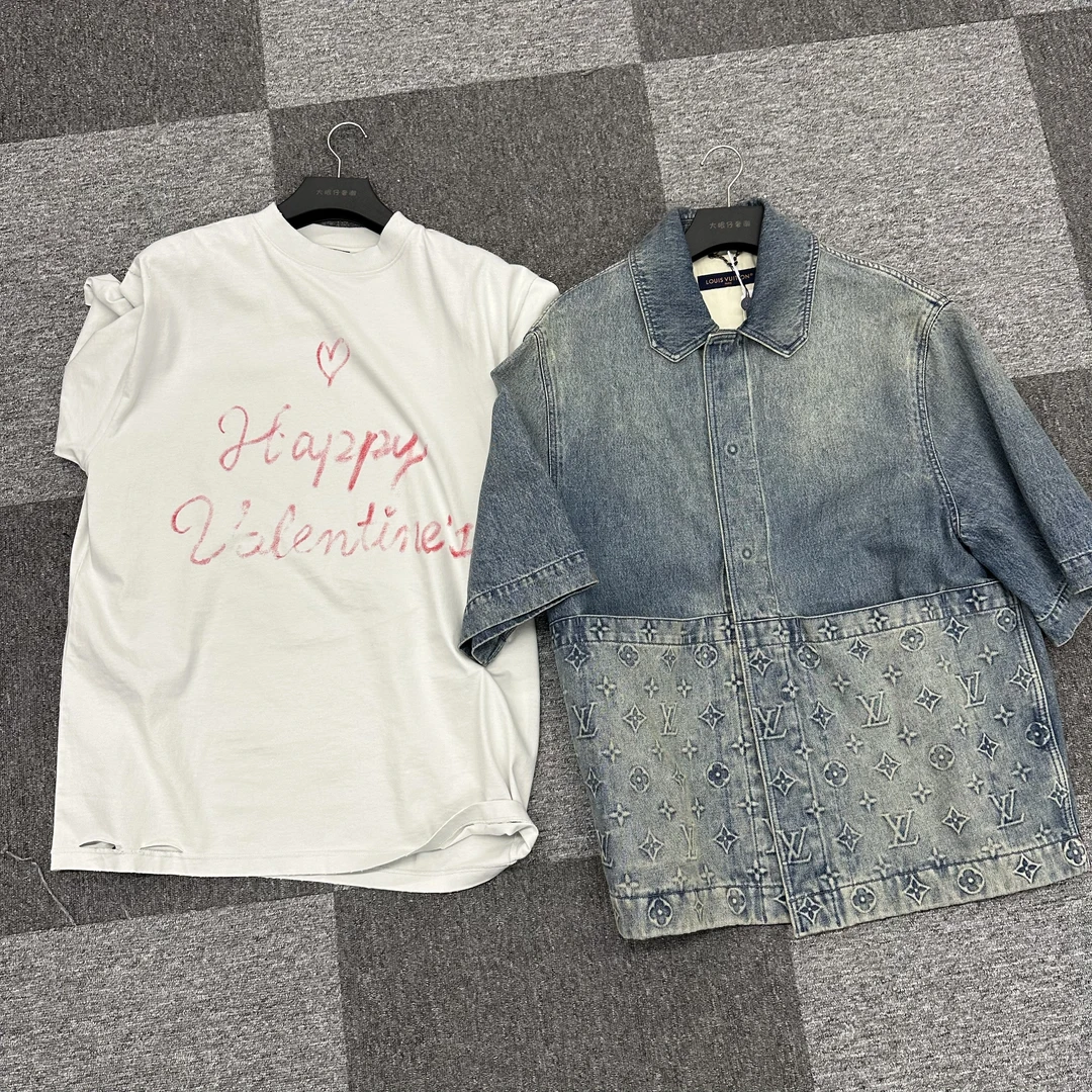 未使用 Balenciaga/巴黎世家 2800+lv蓝伐木短袖衬衫7500