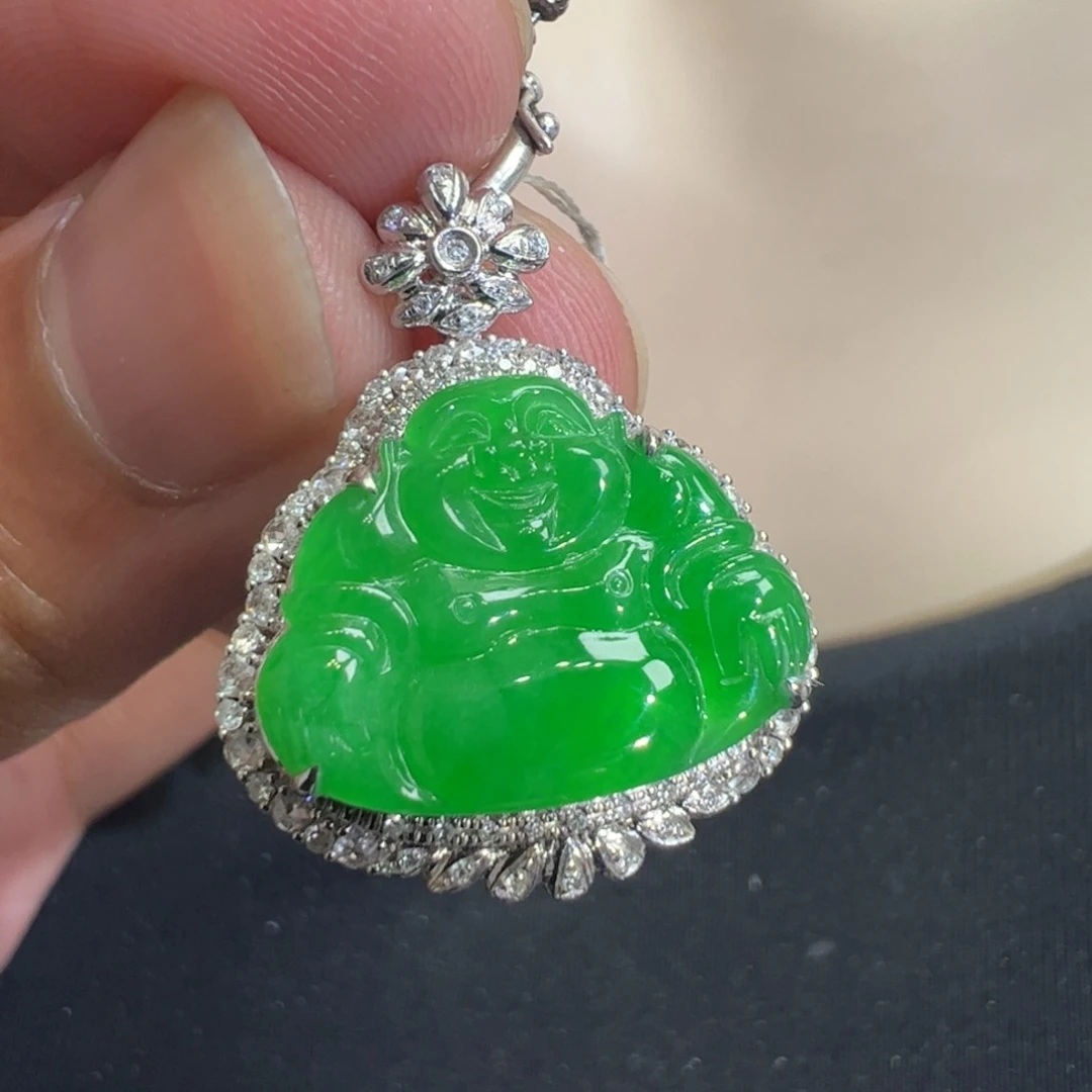 翡翠18K金镶嵌吊坠(不含链)