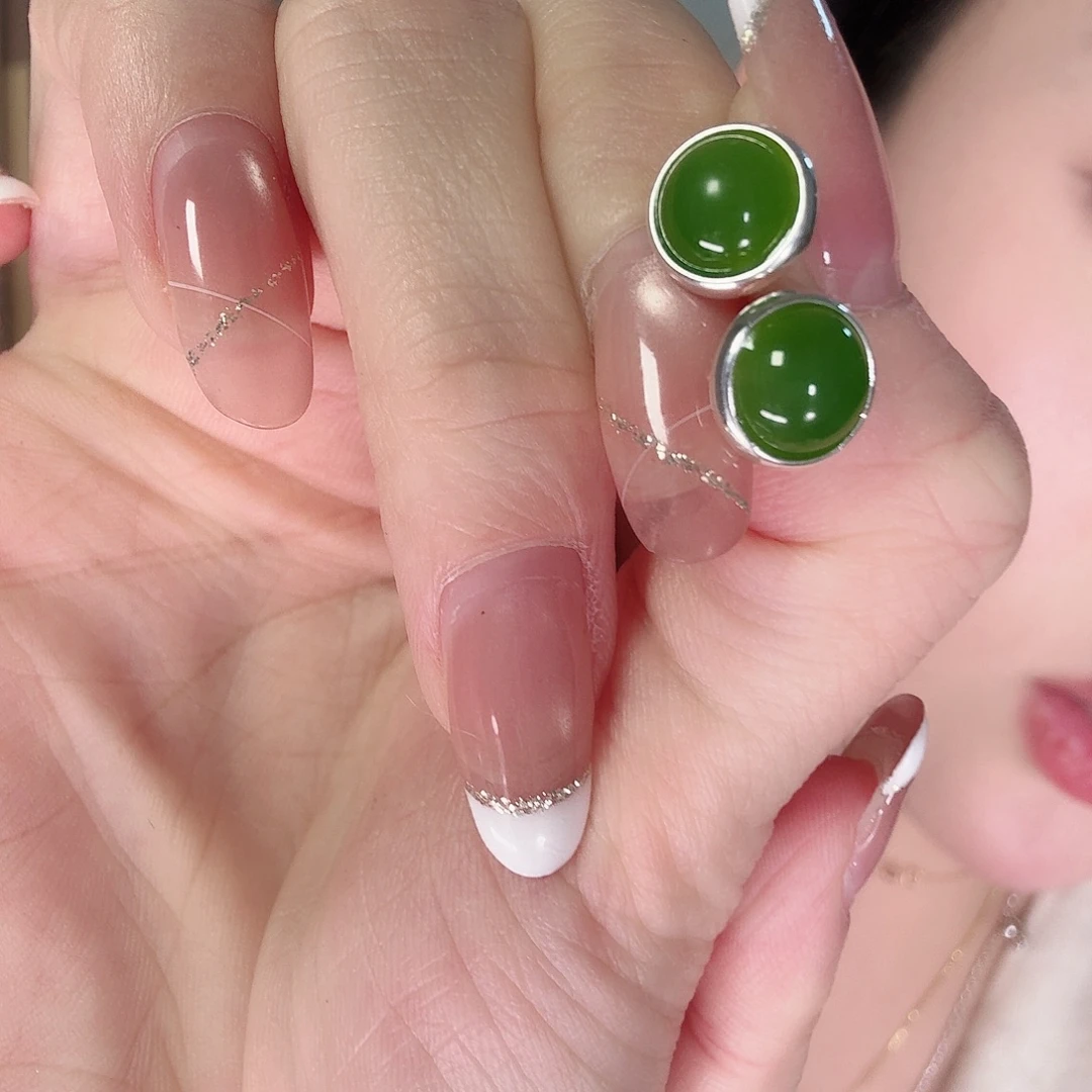 和田玉银S925镶嵌耳饰