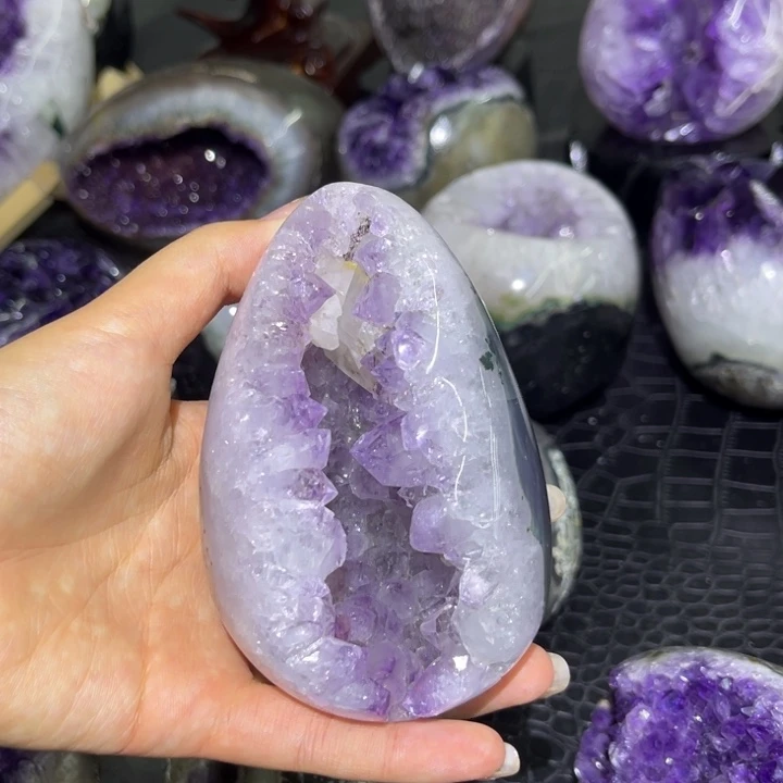 水晶未镶嵌发饰奇石紫晶蛋