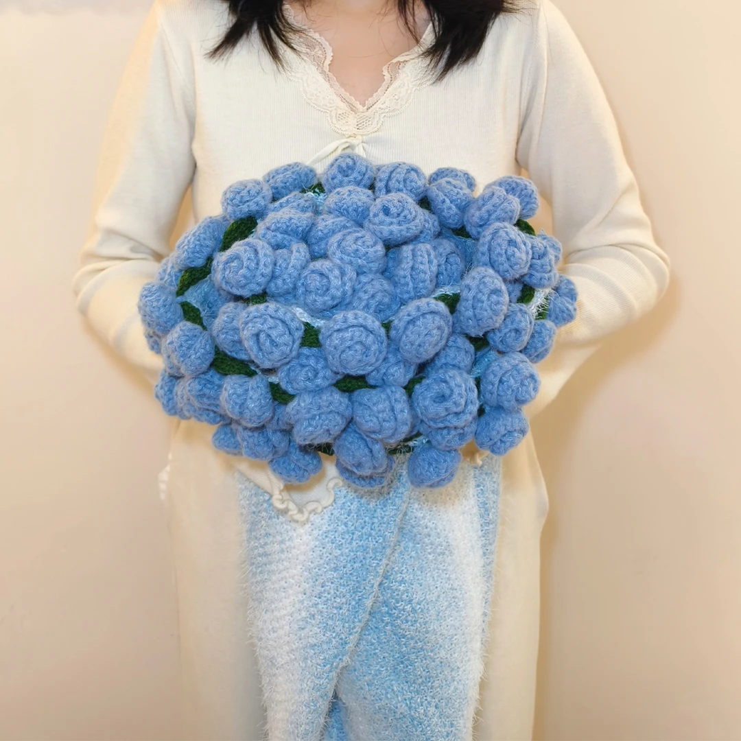 成品玫瑰花束毯子毛线午睡盖毯圣诞生日礼物女生送闺蜜女朋友实用