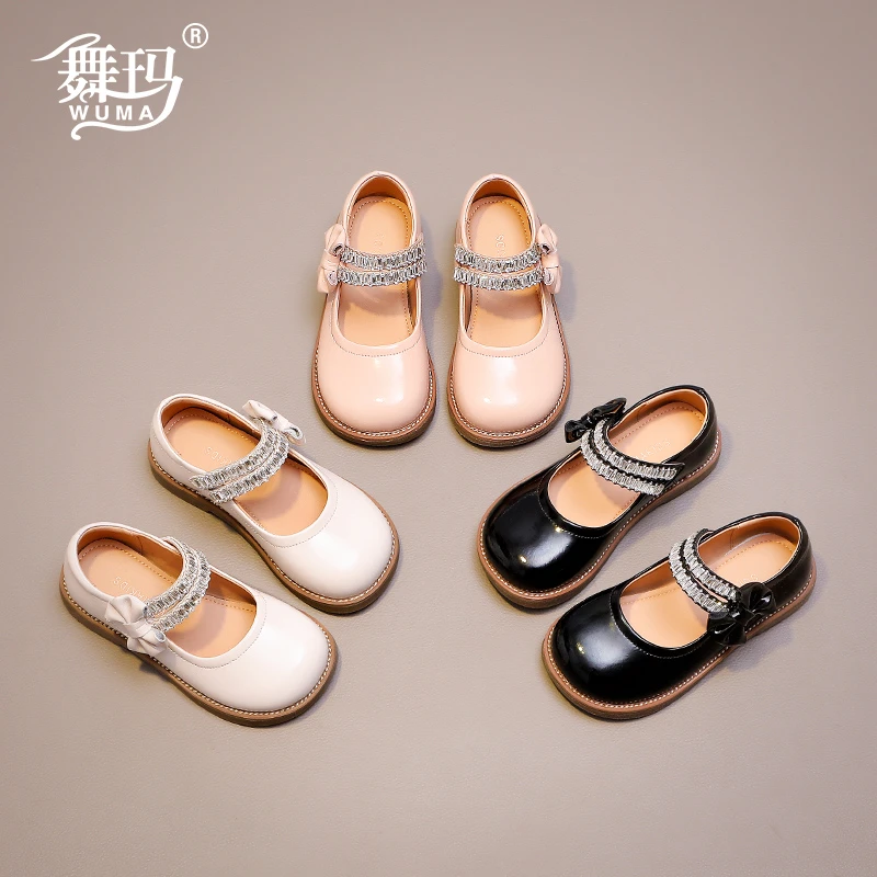 舞玛女童鞋子儿童皮鞋2025春秋季新款魔术贴学生软底公主鞋538335