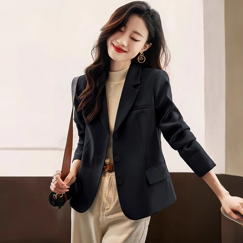 黑色西装外套女春秋小个子2025新款高级感修身短款小西服正装秋季
