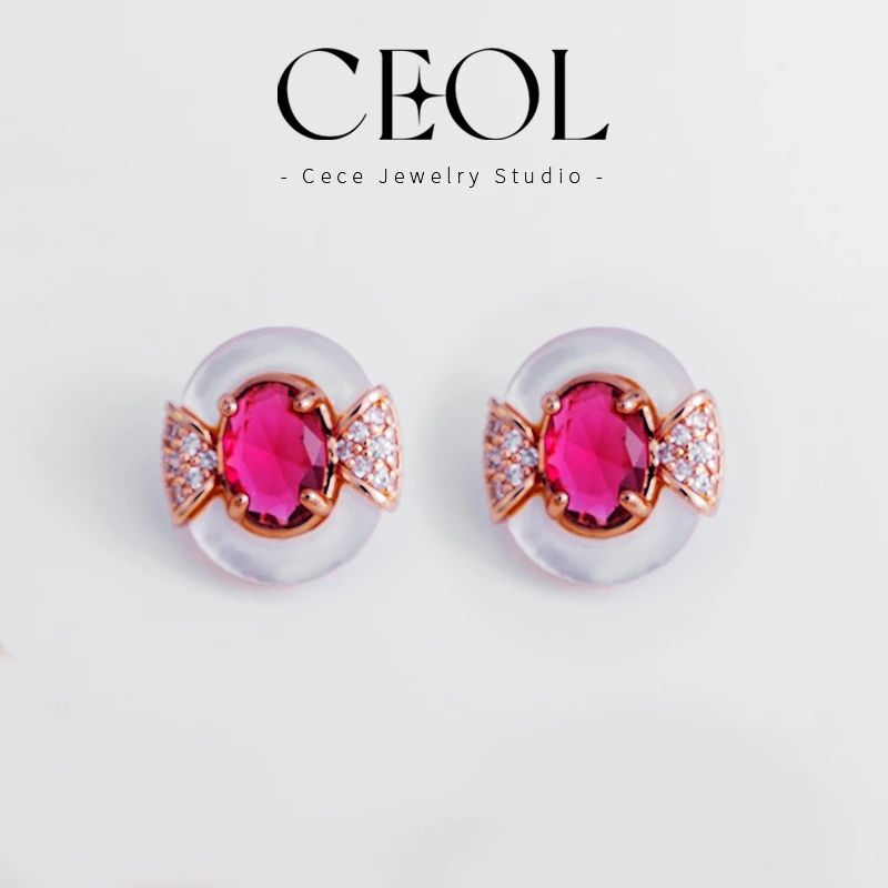 铜合金耳饰 CEOL 法·【绯钻礼颂】春夏  优雅法式耳饰 D018124