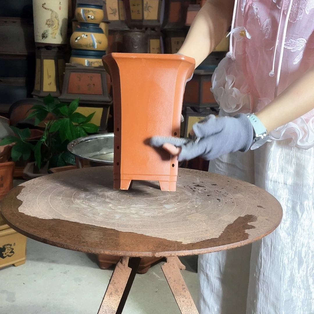 宜兴紫砂紫砂花盆17红四方
