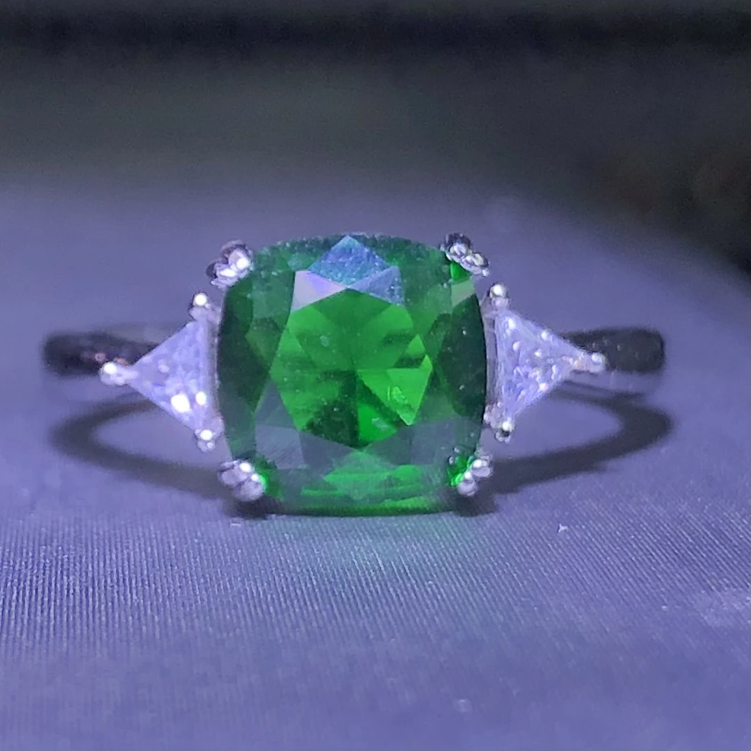 111246深宝绿色戒指活口戒指美培育丽精致可调节精选气质款LV1