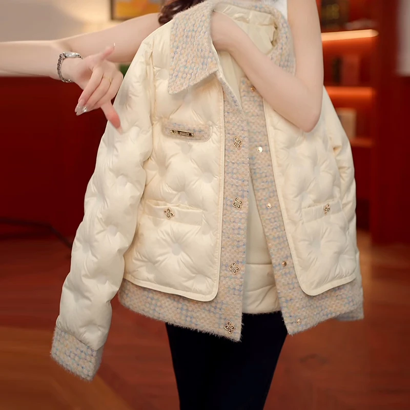 SHALLDOER【馥郁花园】秋冬小香风时尚气质棉服女高级感百搭厚外套