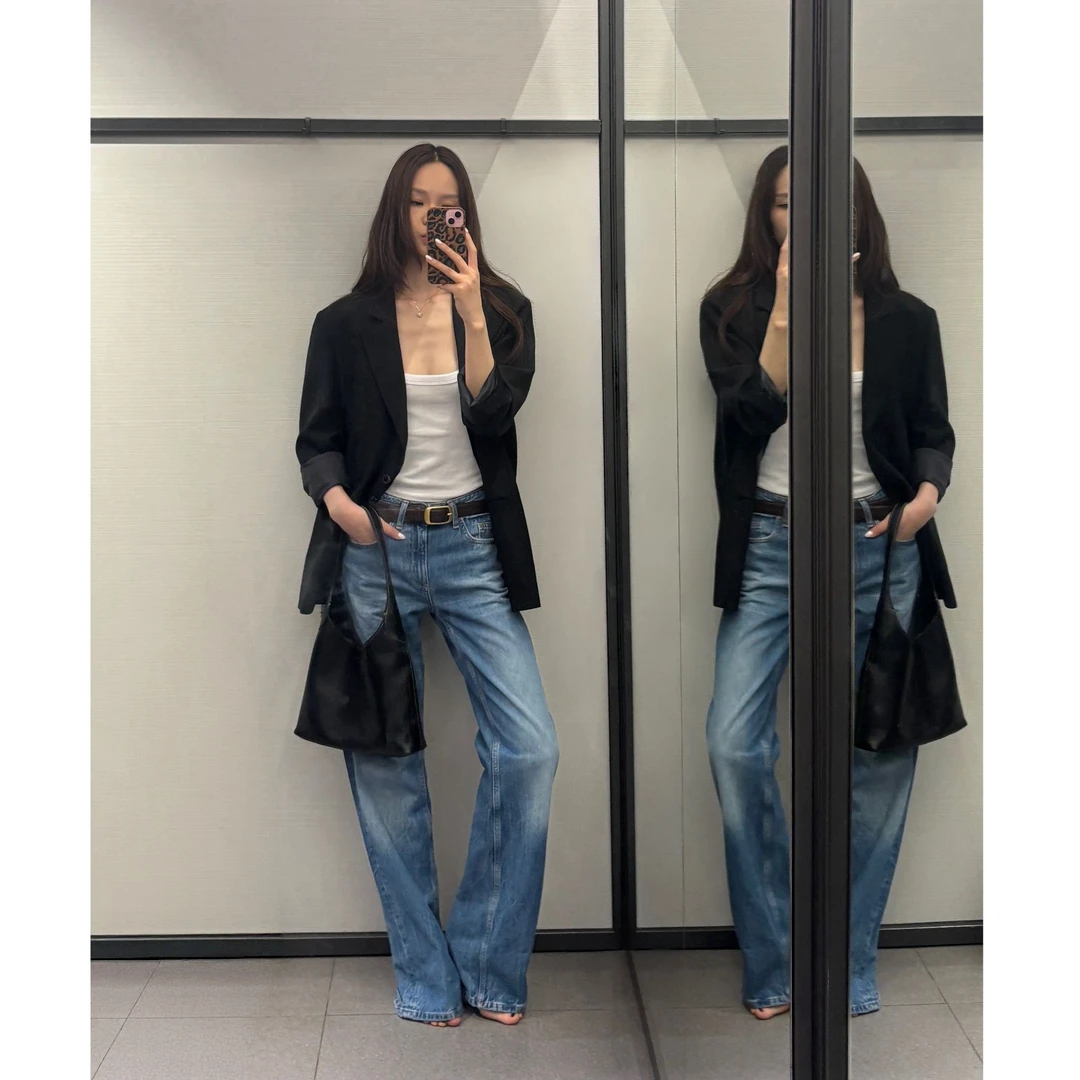 设计感宽松休闲春季黑色小西服商品图