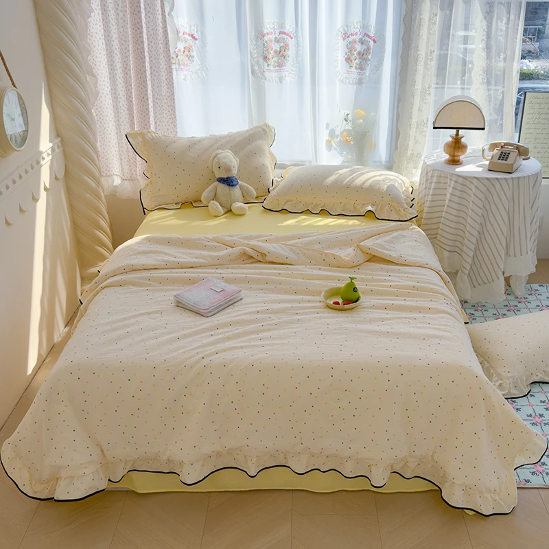 新款夏被云感双层绉绉纱空调被床盖款四件套水洗有氧透气机洗柔软