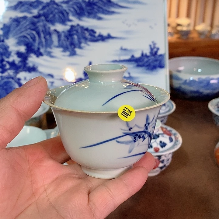 錡镇堂手工手绘宝盖碗