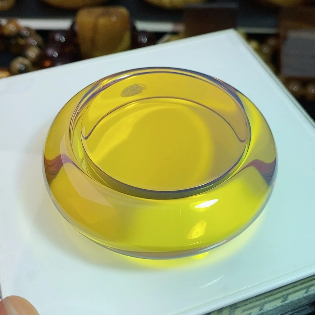 蓝珀手镯未镶嵌次*收藏级净水天空蓝蓝珀手镯时尚气质百搭镯