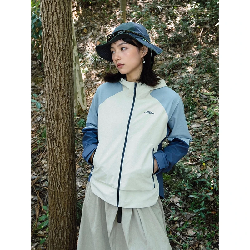 KSKM雾蓝白冲锋衣外套女2025春秋新款户外三合一防风防水徒步夹克
