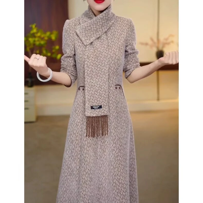 秋冬连衣裙加绒加厚新中式国风女装旗袍气质减龄妈妈装显贵气裙子