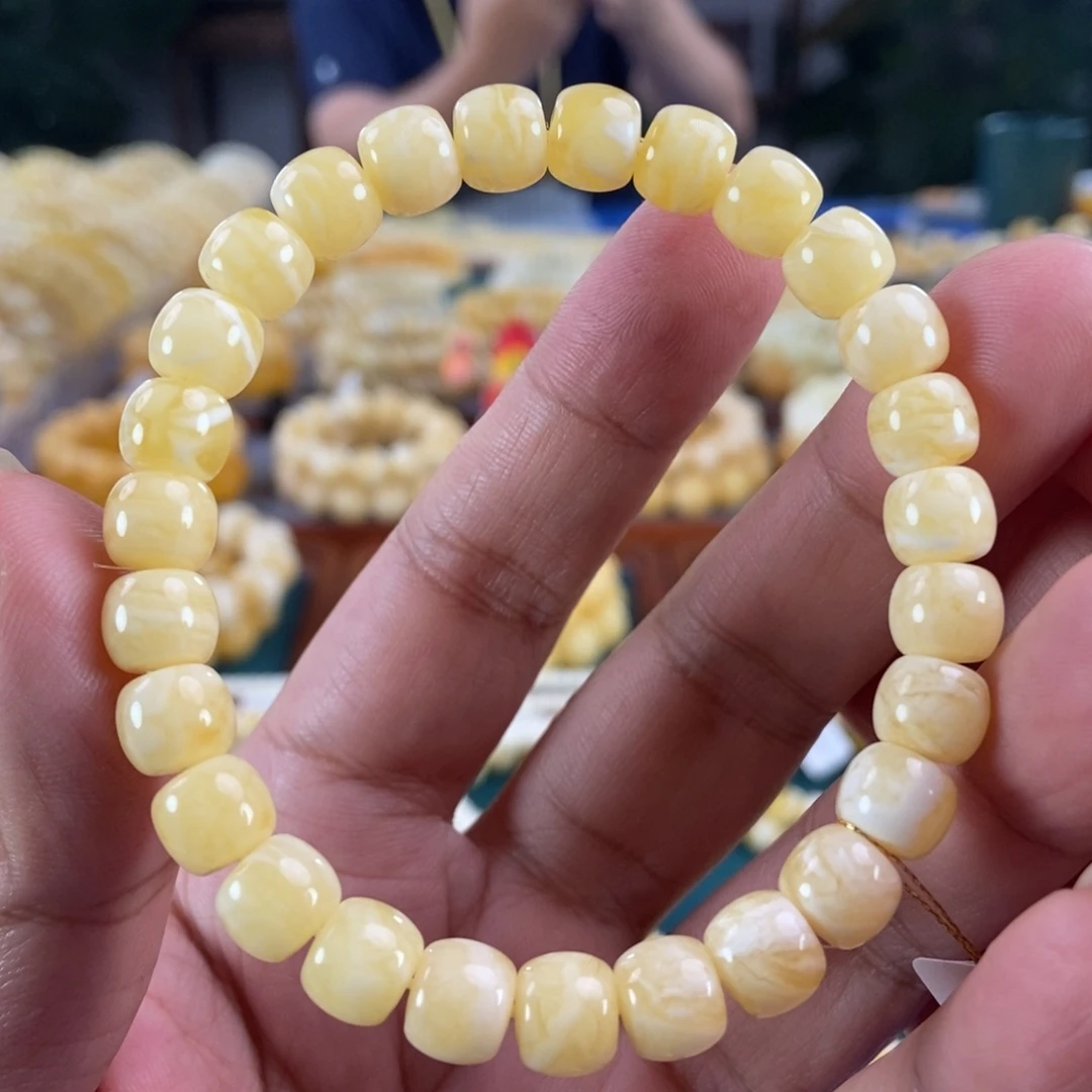 琥珀未镶嵌珠宝奇石8+虎皮纹老型手串9.68