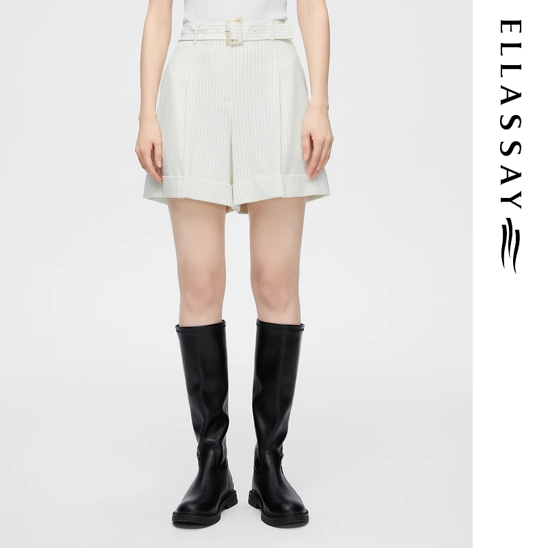 ELLASSAY歌力思2025早春欧若动感风微阔短裤休闲裤EWB362K00800