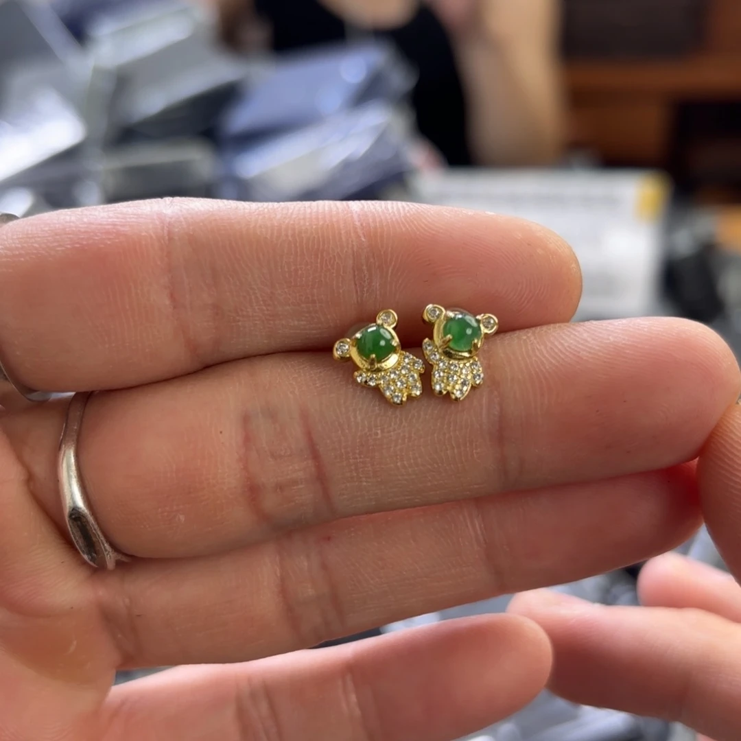 翡翠银S925镀金镶嵌颈饰