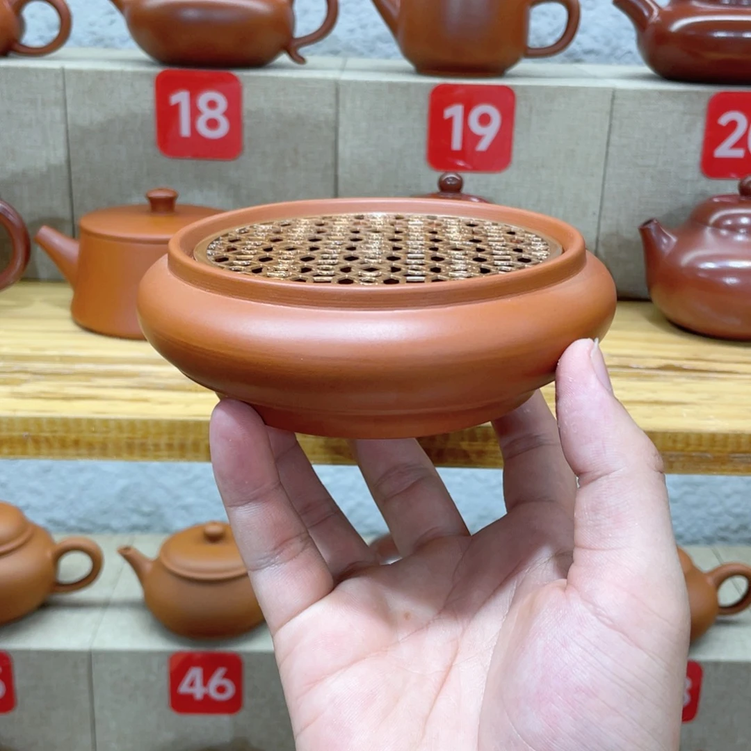 茶壶紫砂开播浮力镂空小号壶承直接拍