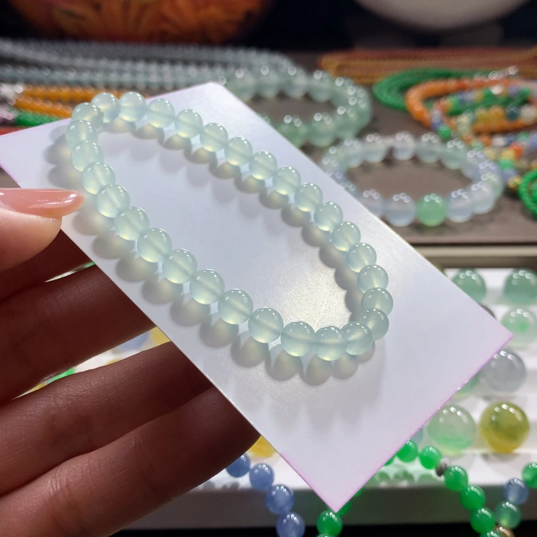 翡翠未镶嵌颈饰冰蓝项链卡6