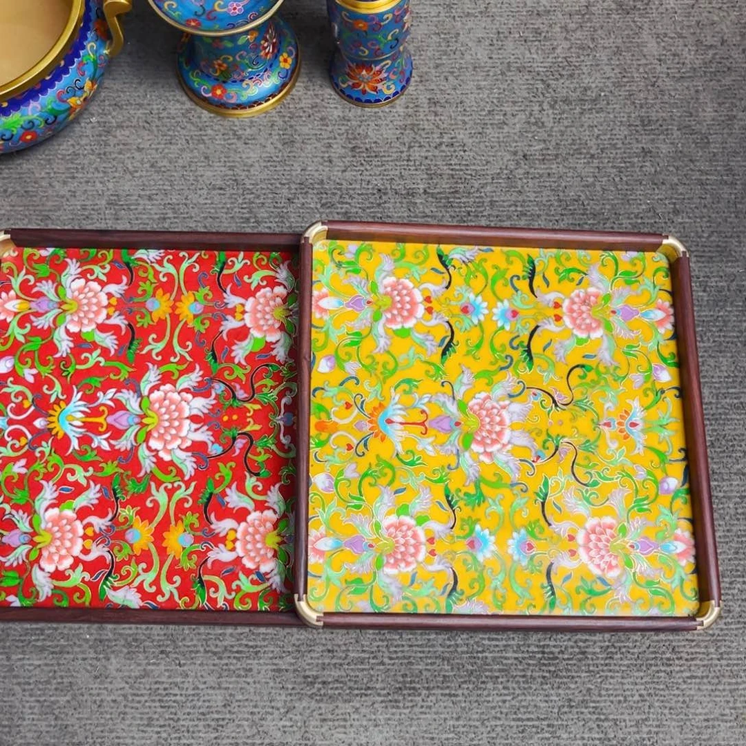 小****铜景泰蓝茶盘两个