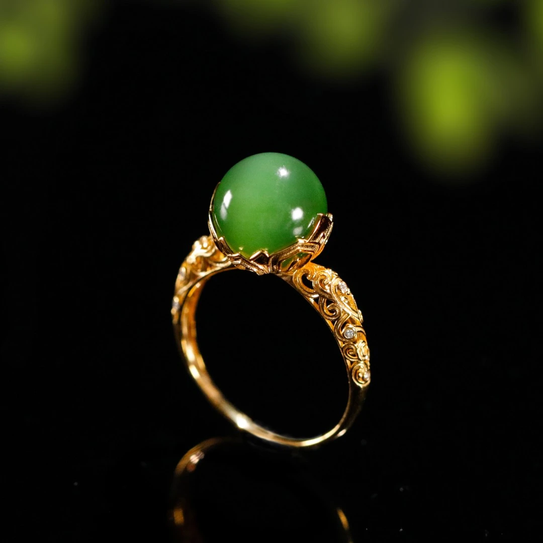 好运莲莲/18K金帝王绿戒指