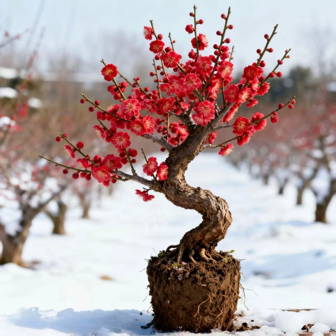 【朱砂梅】精品盆栽阳台庭院地栽风景树宮粉色梅花树苗耐寒花卉植物