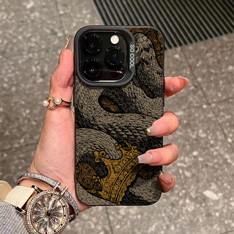 神秘蟒蛇王冠适用苹果16/15手机壳iphone14Promax元气13软胶12/11