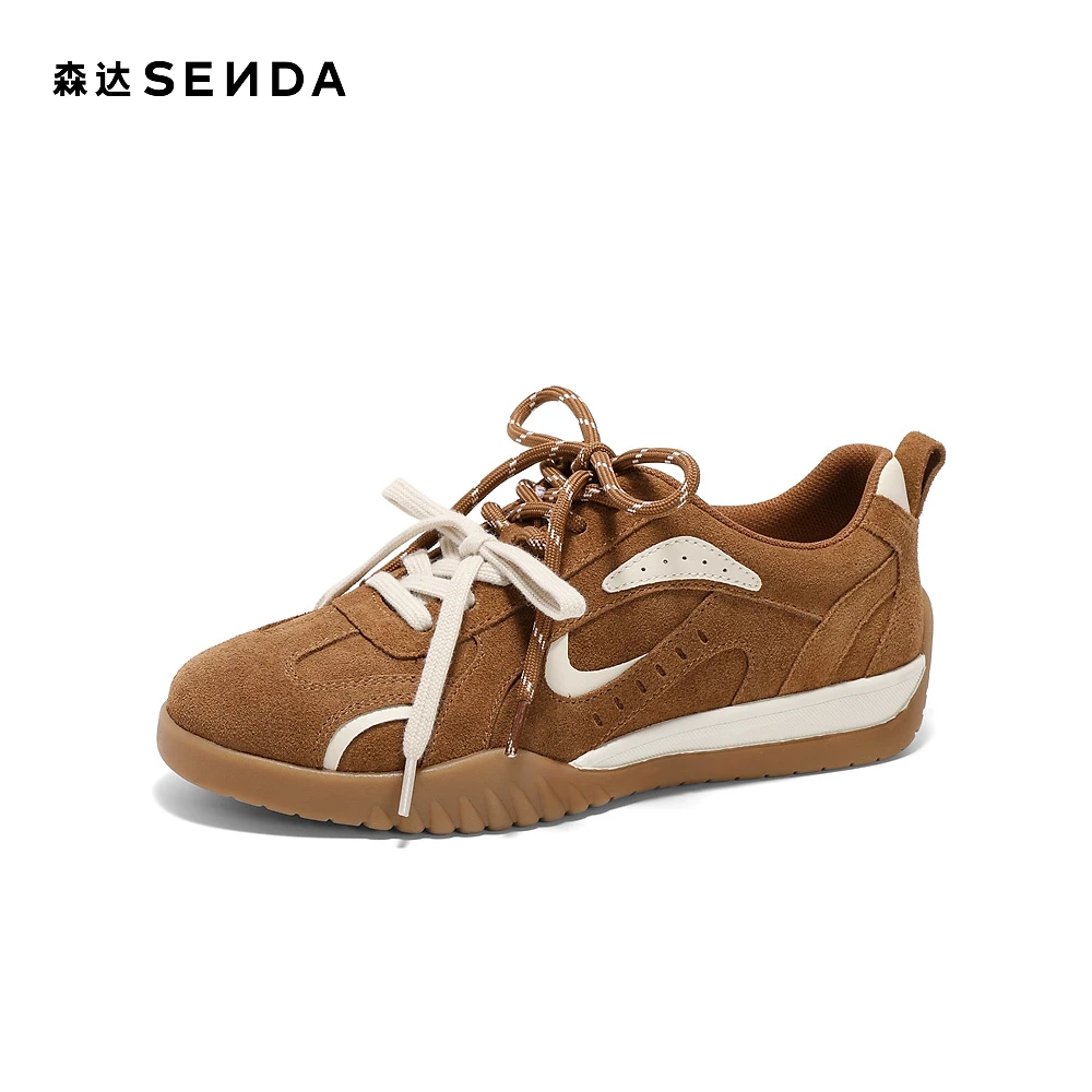 王楚然明星同款森达月牙德训鞋阿甘鞋女2025新款多巴胺休闲运动鞋