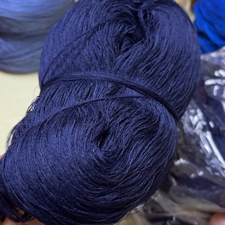 羊毛混纺亚麻藏蓝一斤