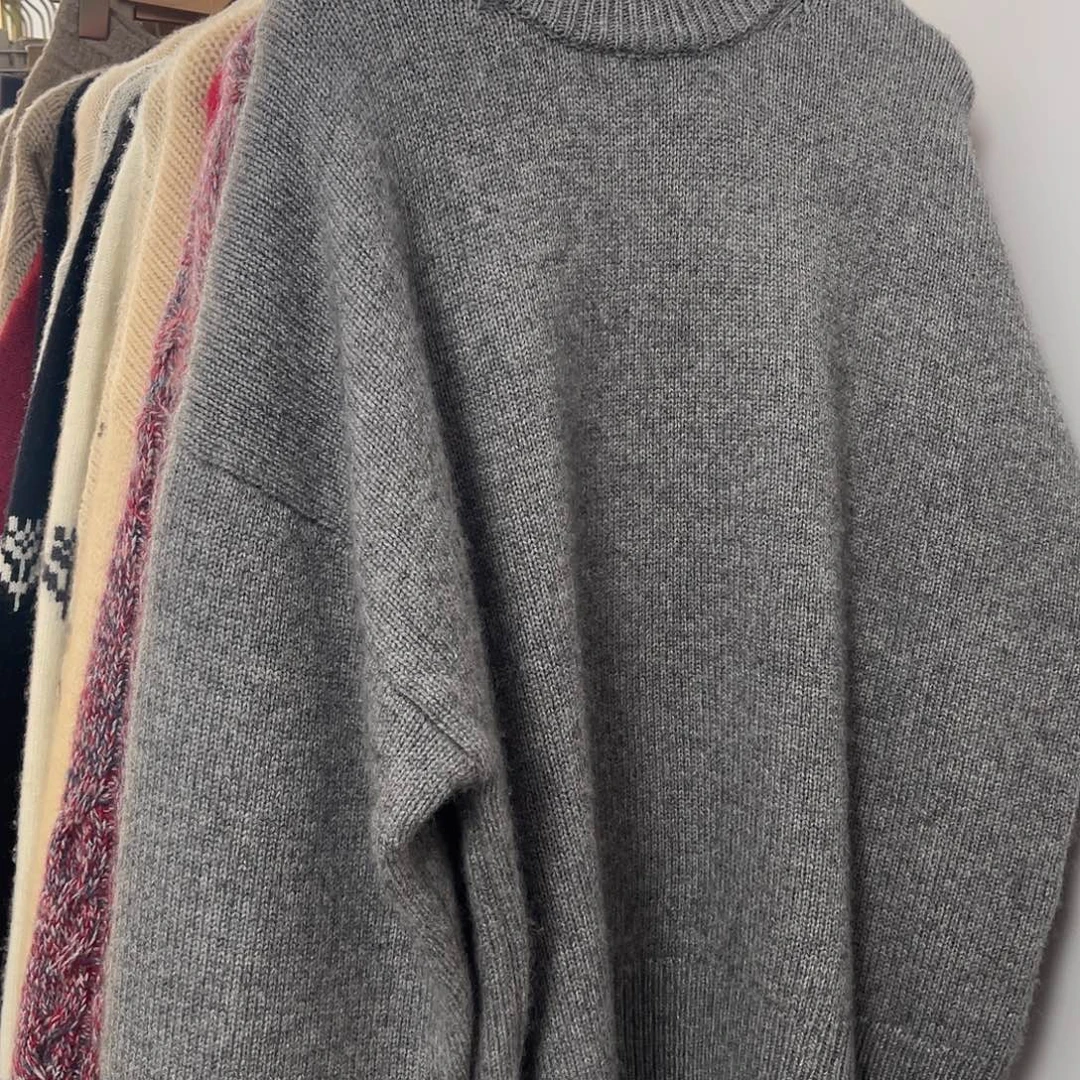 落肩 加厚 羊绒衫 圆领