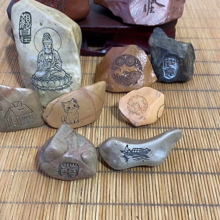 幽***儿原石雕刻工艺品手把摆件