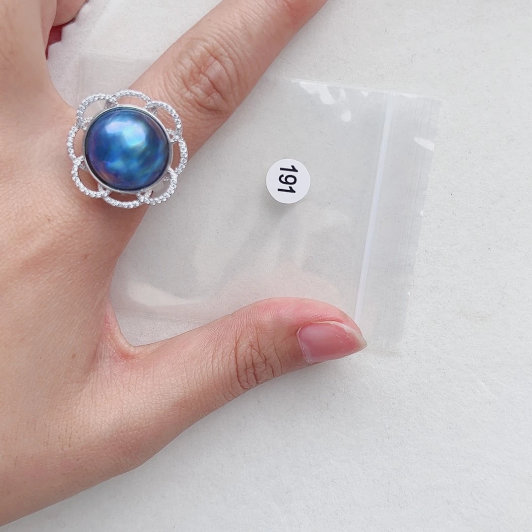 拼合珍珠（马贝珠）戒圈银S925镶嵌