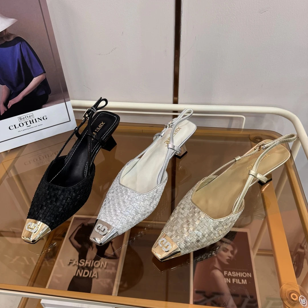 Chic Pa联名轻奢高定5CM/2025法式金线编织尖头高跟251015